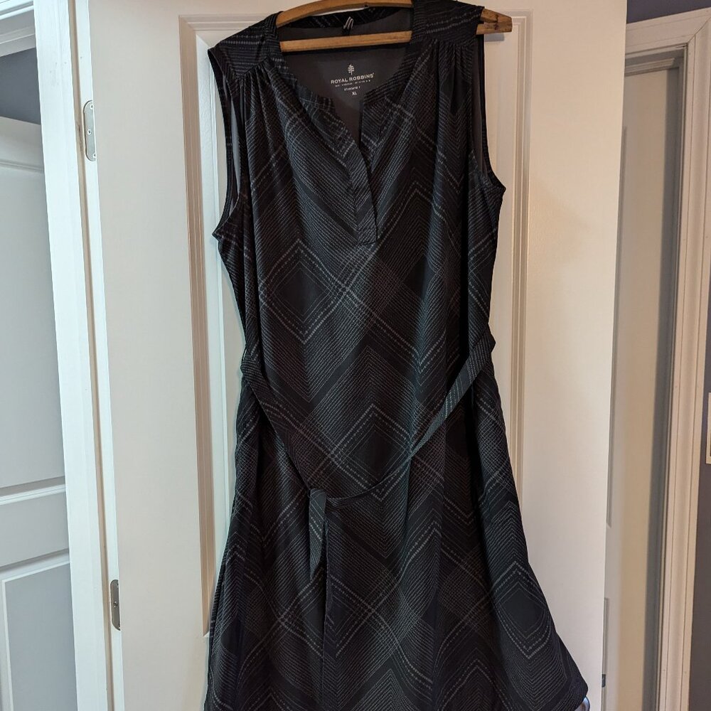 Royal Robbins Women's Spotless Traveler Tank Dress - Black/Gray Size XL